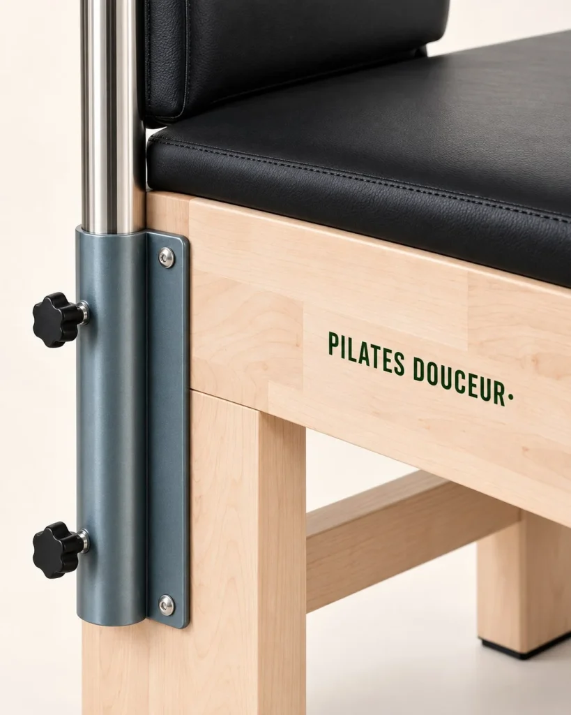 Oak Cadillac Table – Pilates Douceur frame detail – illustration