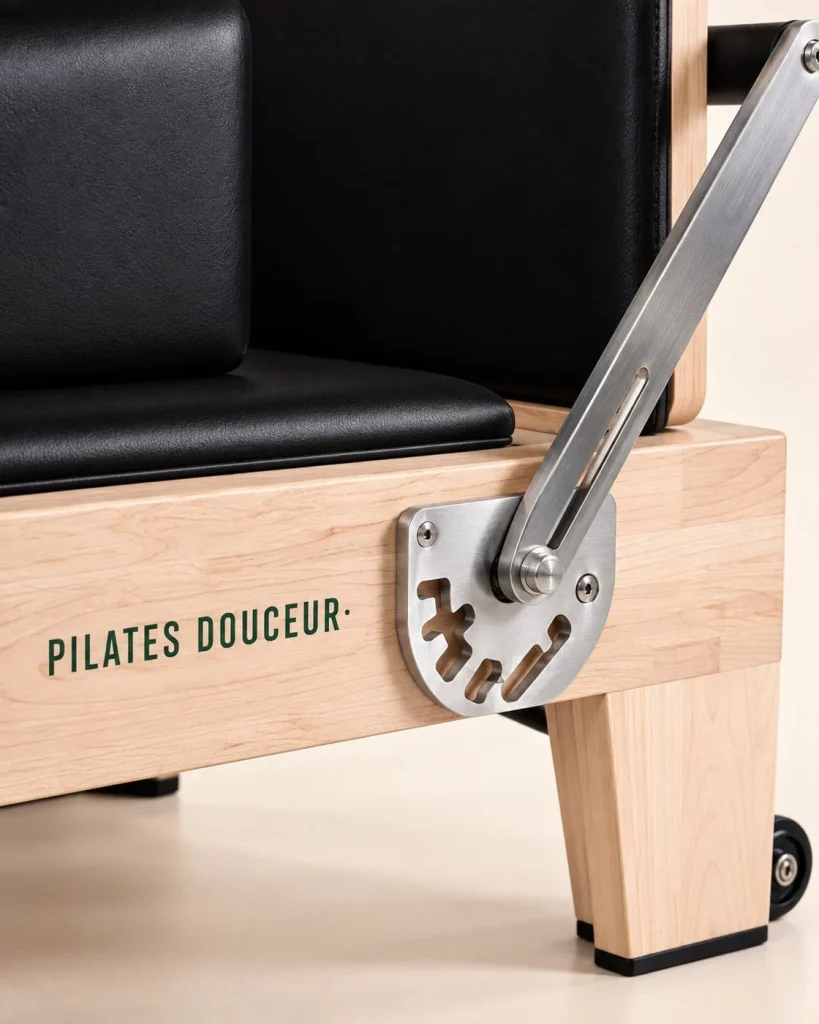 Wooden Studio Reformer – Pilates Douceur frame detail – illustration